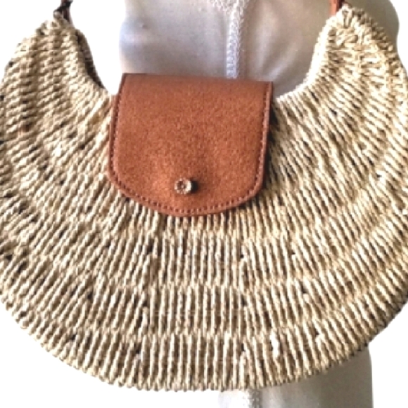 NWT LC Lauren Conrad Fun Summer Beachy Casual Straw Shoulder Bag Small/Med Sized - Picture 2 of 6